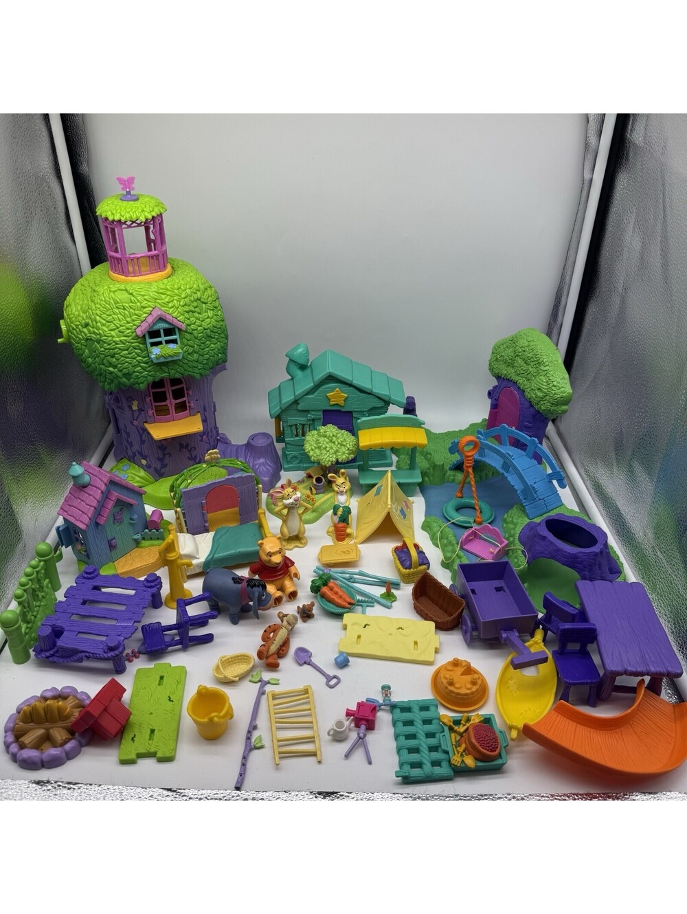 Vintage Disney Winnie Pooh Treehouse & More Play Set Lot